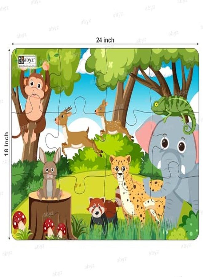 ABYZ Wooden Jigsaw Puzzle - Jungle Animals Playset for Fun Educational & Little Explorers, 12-Pieces & Pack of 2 Fun Games with Multicolor | Birthday Gift for (3 Plus Years) Age Kids. - Image 3
